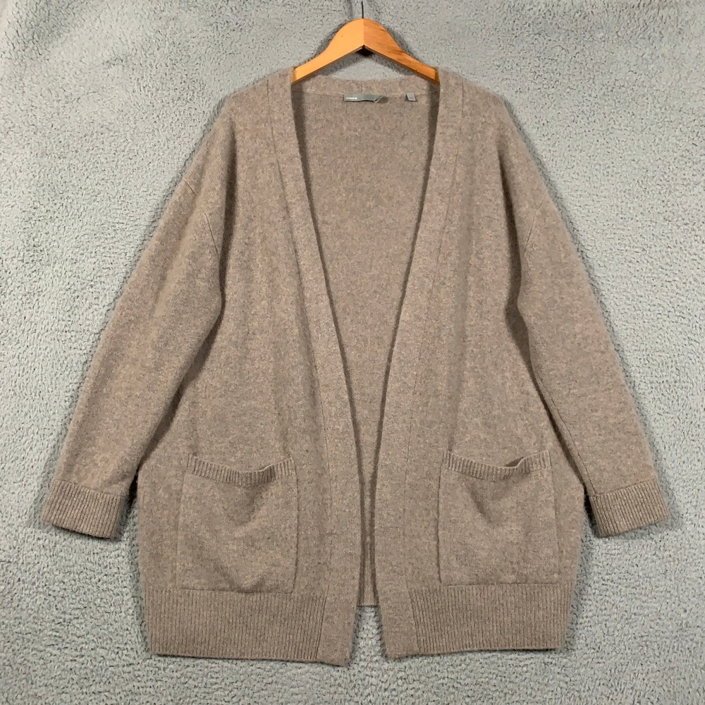 Vince. Cashmere Open Front Cardigan Women's Large L Beige Oversized Luxe Sweater